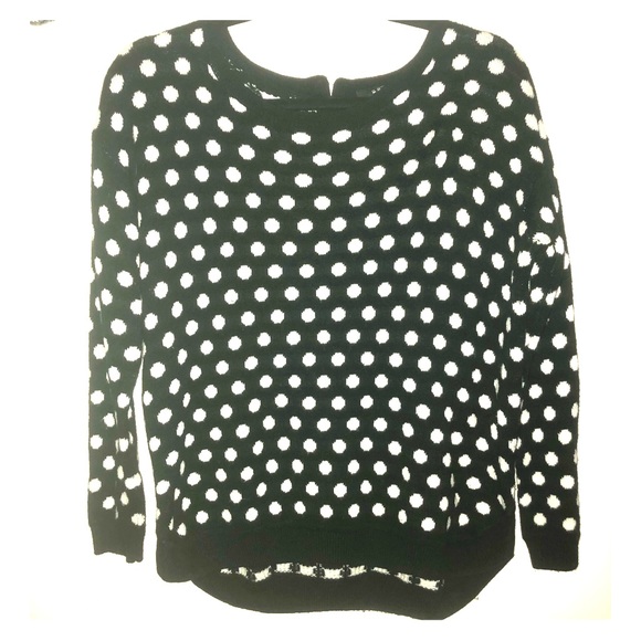 H&M Black Sweater w/ White Polka Dots and Zipper - Picture 1 of 3